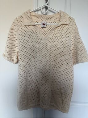 Dandy Del Mar - Antibes Crochet Polo Shirt in Vintage Ivory - Men’s XL